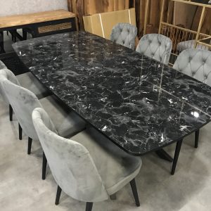 Mermer Desen Kaplama Masa Takımı , Yemek Masası